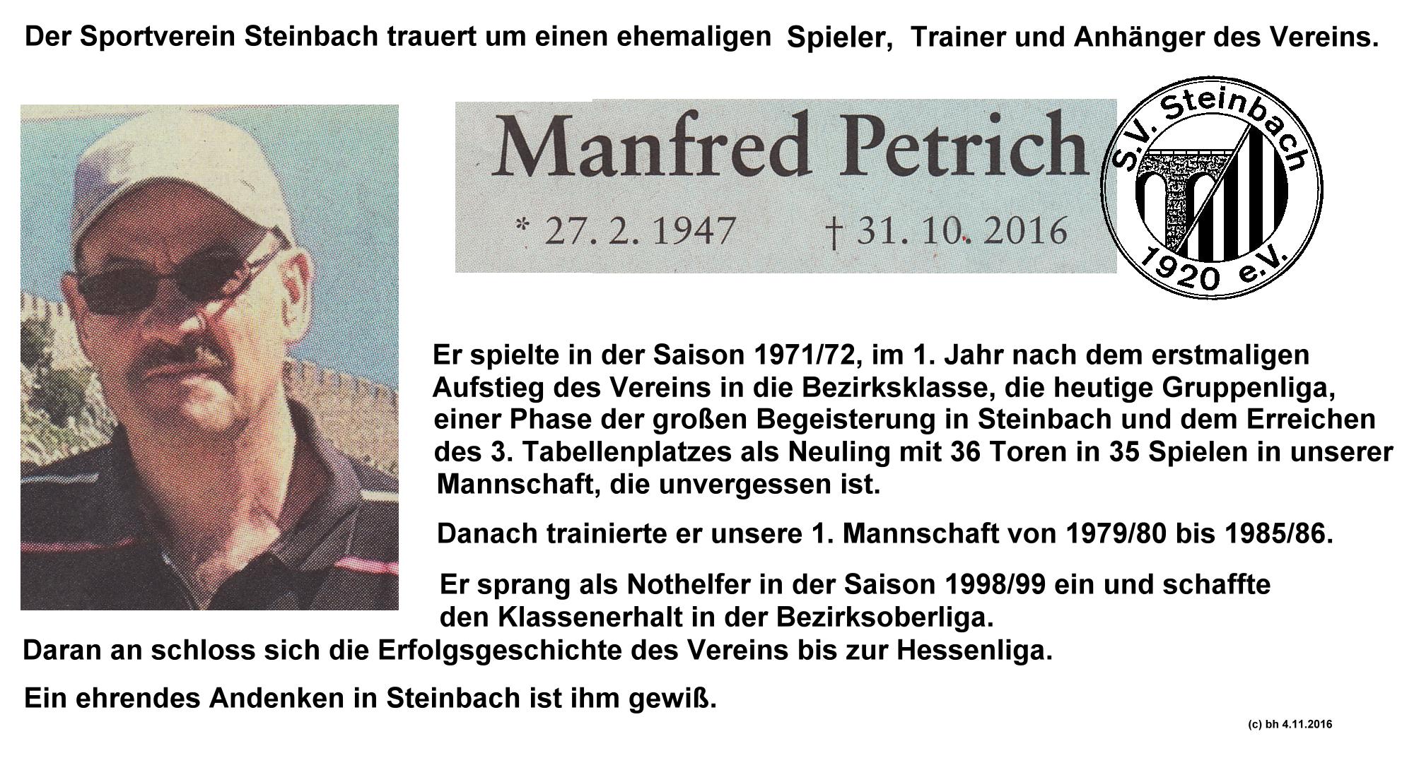 Petrich Manfred Nachruf  2.11.16